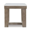 1502202669921091ed3c3.jpeg Aska Side End Table, Block Profile, Marble, 24 Inch Taupe Gray Wood