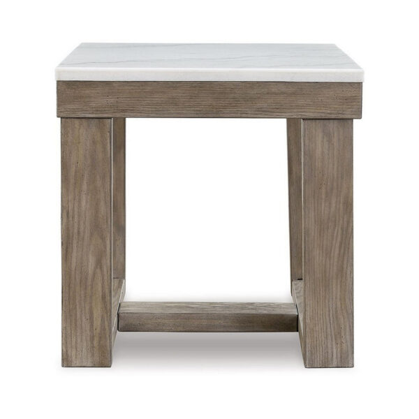 1502202669921091ed3c3.jpeg Aska Side End Table, Block Profile, Marble, 24 Inch Taupe Gray Wood