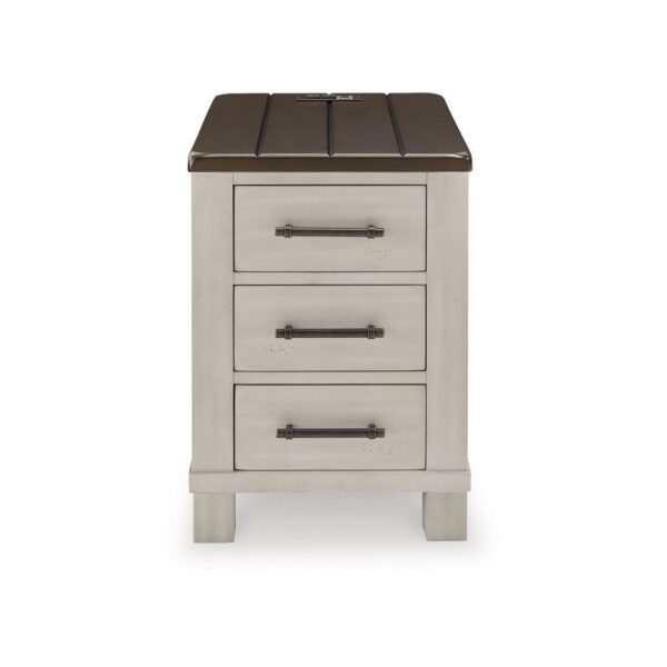 15022026699210a60eb8b.jpeg Barb Chairside End Table, 3 Drawers, 24 Inch Glazed Gray Acacia Wood