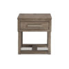 Aska Rectangular Side End Table with Drawer, USB Port, 24 Inch Gray
