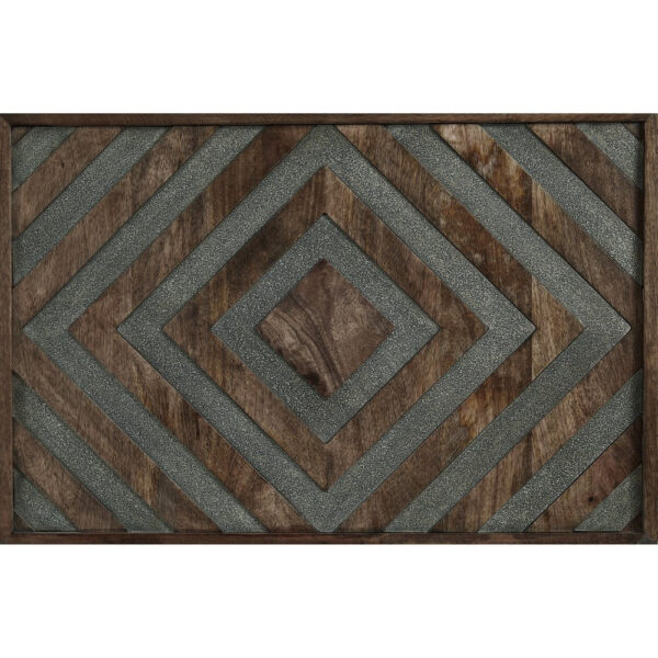 Dreg Cocktail Coffee Table with Diamond Cut Design, Brown Panel Legs