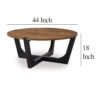 15022026699210fb442a6.jpeg Leyi Round Coffee Table, Angled Legs, 44 Inch Brown Mango Wood