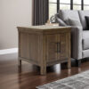 Chip Side End Table, Dual Door Cabinet, 26 Inch Rustic Brown Wood