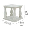 Dyne Side End Table, Plank Top, Baluster Legs, 27 Inch White Hardwood