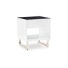 Tonny Side End Table, Drawer and Shelf, Black Glass, White, 22 Inch