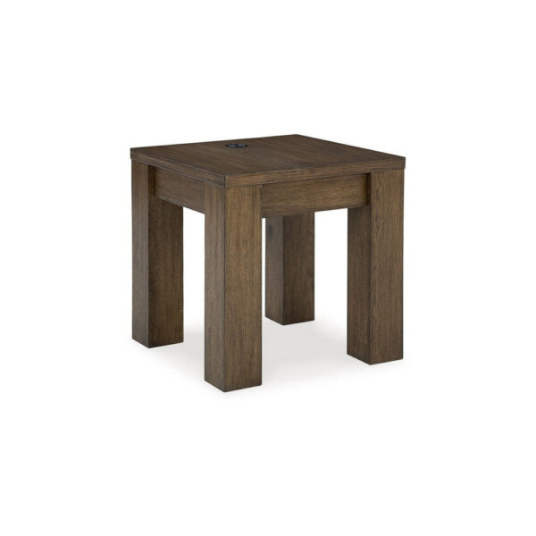 Wain Side End Table, Wireless Charging, Rectangular 24 Inch Brown Wood