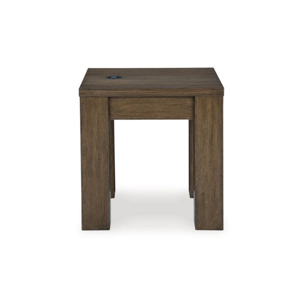 Wain Side End Table, Wireless Charging, Rectangular 24 Inch Brown Wood