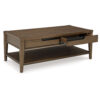 15022026699211b101fbe.jpeg Howie Cocktail Coffee Table, 2 Drawers, 50 Inch Rustic Brown Wood