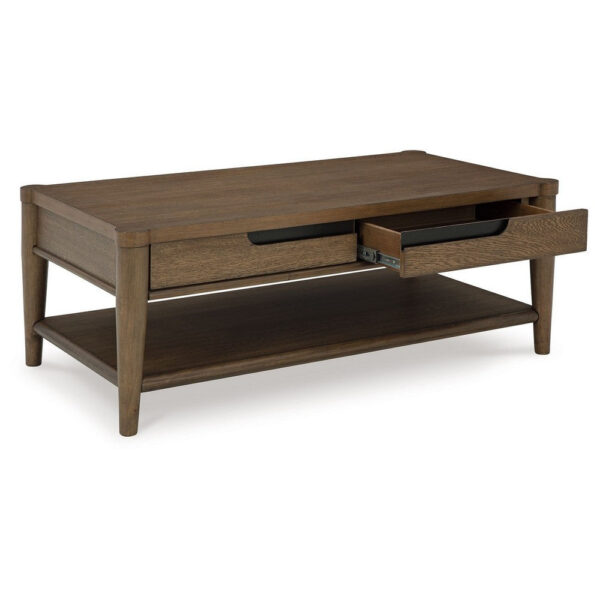 15022026699211b101fbe.jpeg Howie Cocktail Coffee Table, 2 Drawers, 50 Inch Rustic Brown Wood