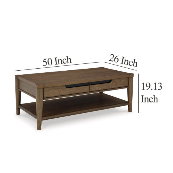 15022026699211b63d49e.jpeg Howie Cocktail Coffee Table, 2 Drawers, 50 Inch Rustic Brown Wood