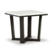 Fana Side End Table, White Marble Top, 24 Inch Square, Espresso Brown