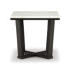 Fana Side End Table, White Marble Top, 24 Inch Square, Espresso Brown