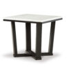 Fana Side End Table, White Marble Top, 24 Inch Square, Espresso Brown