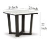 Fana Side End Table, White Marble Top, 24 Inch Square, Espresso Brown