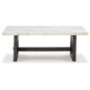 Haus Cocktail Coffee Table, Marble Top, Panel Legs, 52 Inch Brown Wood