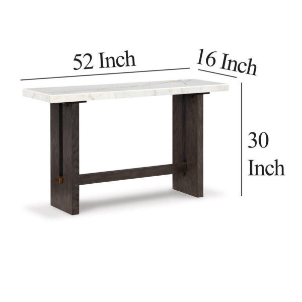 1502202669921203a5b7f.jpeg Haus Sofa Console Table, Marble Top, Panel legs, 52 Inch Brown Wood