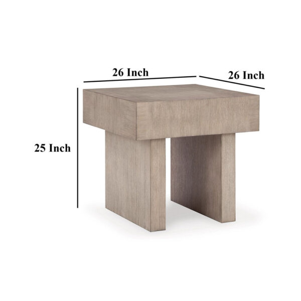 150220266992121481539.jpeg Laina Side End Table, Light Grayish Brown Hardwood, Square 26 Inch