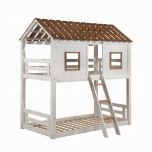150220266992127cb2078.jpeg Nara Twin Size Bunk Bed, House Design with Ladder, White Rustic Wood