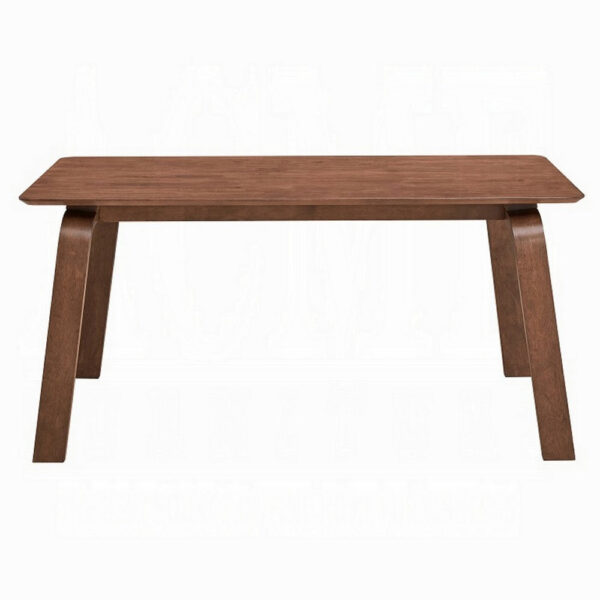 Kinni Dining Table, Walnut Brown Wood, Bent Legs, Rectangular 63 Inch