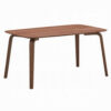 Kinni Dining Table, Walnut Brown Wood, Bent Legs, Rectangular 59 Inch