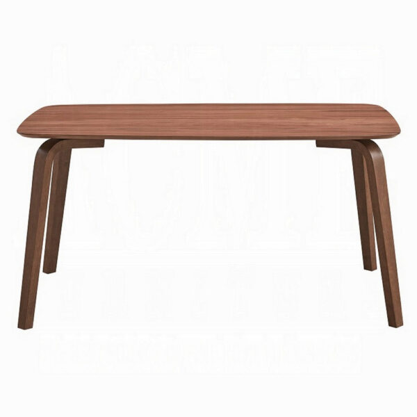 Kinni Dining Table, Walnut Brown Wood, Bent Legs, Rectangular 59 Inch