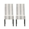15022026699212cc6c1f8.jpeg Dinner Chair Set of 2, Retro Style Armless Design, White Gray Stripes