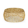 Coffee Table, 28 Inch Round Plinth Mesh Design, Open Gold Metal Frame