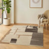 Keny 5 x 7 Medium Area Rug, Beige Global Inspired Abstract Pattern