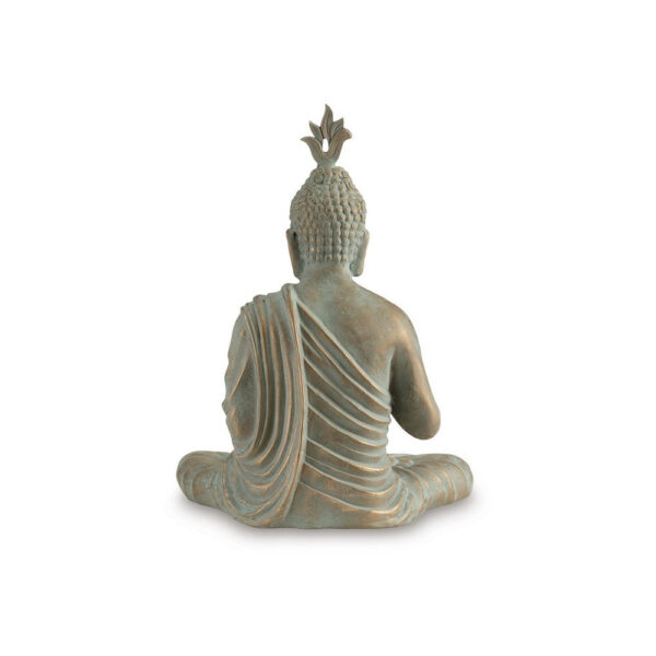 Indoor Sculpture of Meditating Buddha, 24 Inch, Washed Gray Finish