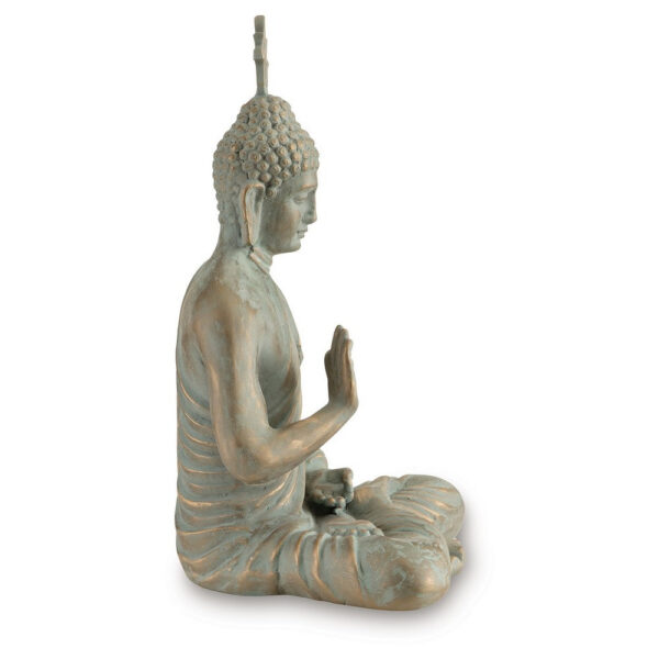 Indoor Sculpture of Meditating Buddha, 24 Inch, Washed Gray Finish