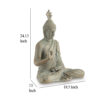 Indoor Sculpture of Meditating Buddha, 24 Inch, Washed Gray Finish