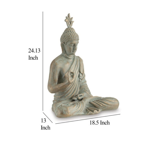 Indoor Sculpture of Meditating Buddha, 24 Inch, Washed Gray Finish