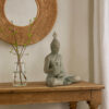 Indoor Sculpture of Meditating Buddha, 24 Inch, Washed Gray Finish