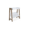 Arid Bookshelf Side Table, 29 Inch, Gallery Rail, Light Brown, White