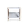 Arid Bookshelf Side Table, 29 Inch, Gallery Rail, Light Brown, White
