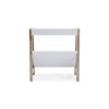 Arid Bookshelf Side Table, 29 Inch, Gallery Rail, Light Brown, White