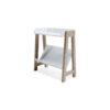 Arid Bookshelf Side Table, 29 Inch, Gallery Rail, Light Brown, White