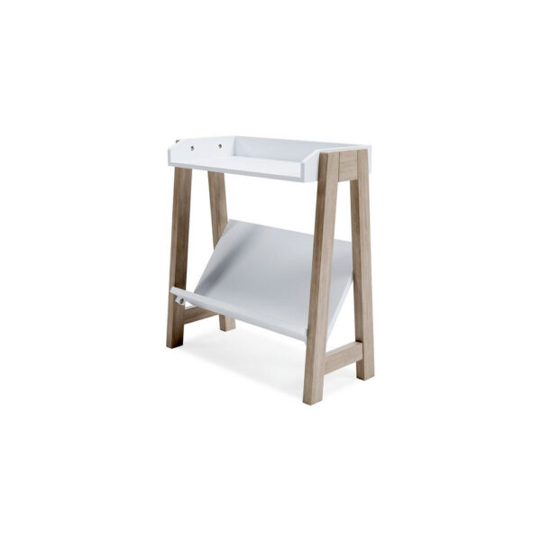 Arid Bookshelf Side Table, 29 Inch, Gallery Rail, Light Brown, White