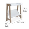 Arid Bookshelf Side Table, 29 Inch, Gallery Rail, Light Brown, White