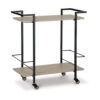 Serving Bar Cart, 32 Inch Black Metal, 2 Shelf, Bottle Holders