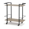 Serving Bar Cart, 32 Inch Black Metal, 2 Shelf, Bottle Holders
