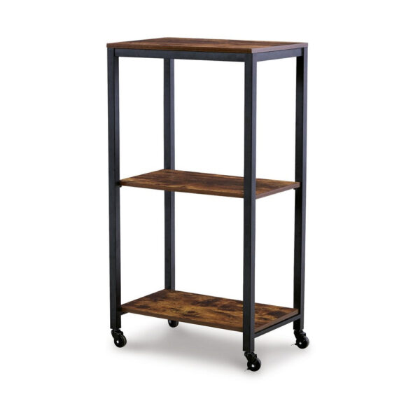 Serving Bar Cart, 2 Storage Shelves, 24 Inch Black Metal