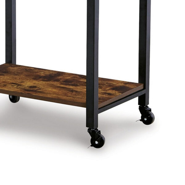 Serving Bar Cart, 2 Storage Shelves, 24 Inch Black Metal