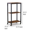 Serving Bar Cart, 2 Storage Shelves, 24 Inch Black Metal