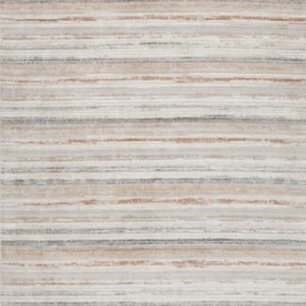Neyo 8 x 10 Large Area Rug, Machine Woven White Brown Striped Pattern