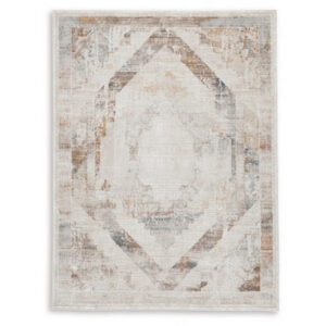 15022026699213c49e8a9.jpeg Nery 5 x 7 Medium Area Rug, White Brown Classic Medallion Pattern