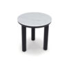 Dae 3pc Coffee and End Table Set, Round White Faux Marble, Black