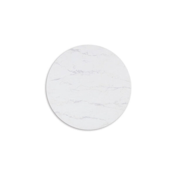 Dae 3pc Coffee and End Table Set, Round White Faux Marble, Black