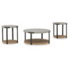 150220266992143416995.jpeg Hein 3pc Coffee n End Table Set, Gray Round Top w Shelf and Wheels