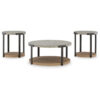 1502202669921437d3d87.jpeg Hein 3pc Coffee n End Table Set, Gray Round Top w Shelf and Wheels